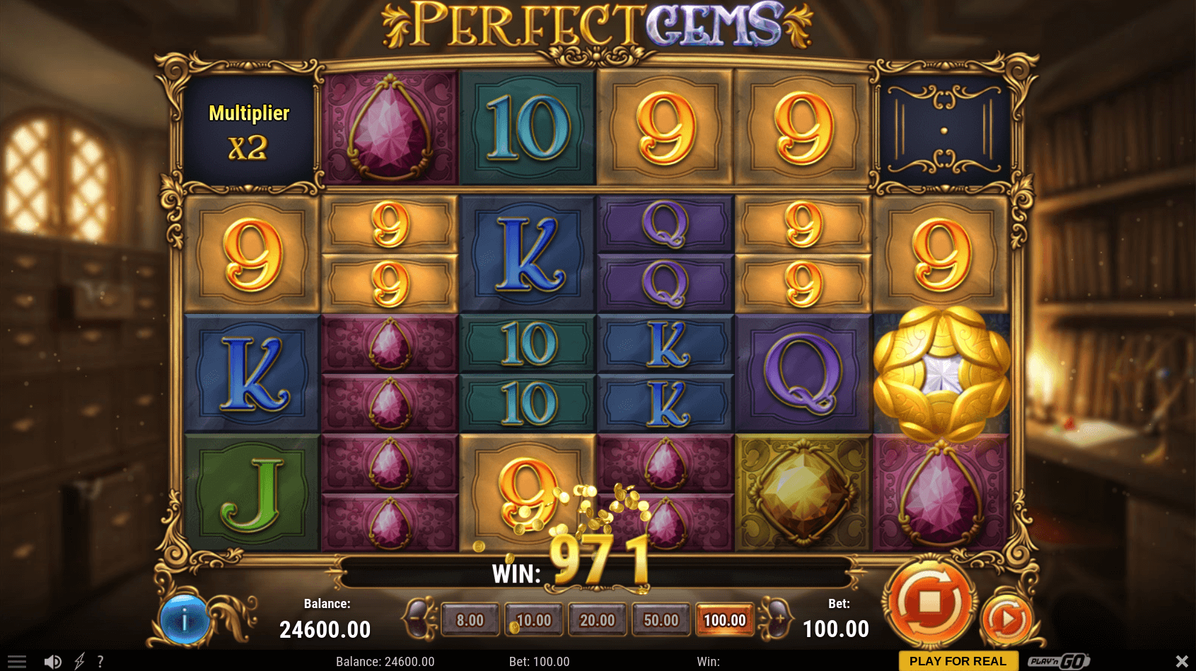 Play N Go Perfect Gems Gameplay Slot Main Screen